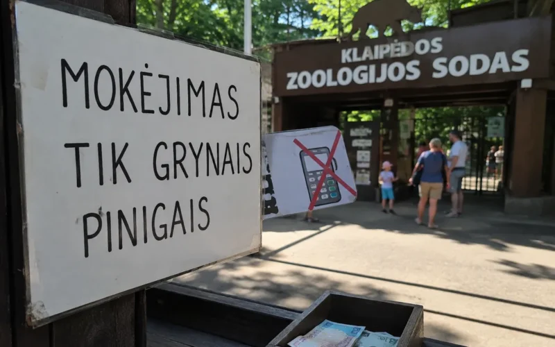 Lankytojų priimti negali, kasos aparatu naudotis nebegali, tačiau prašo grynųjų