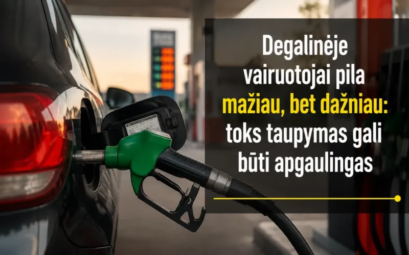 Degalinėje vairuotojai pila mažiau, bet dažniau