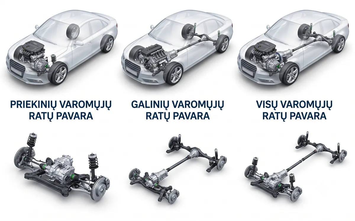 Vairuotojai renkasi priekinę pavarą dėl praktiškumo, bet galiniai ratai turi pranašumą