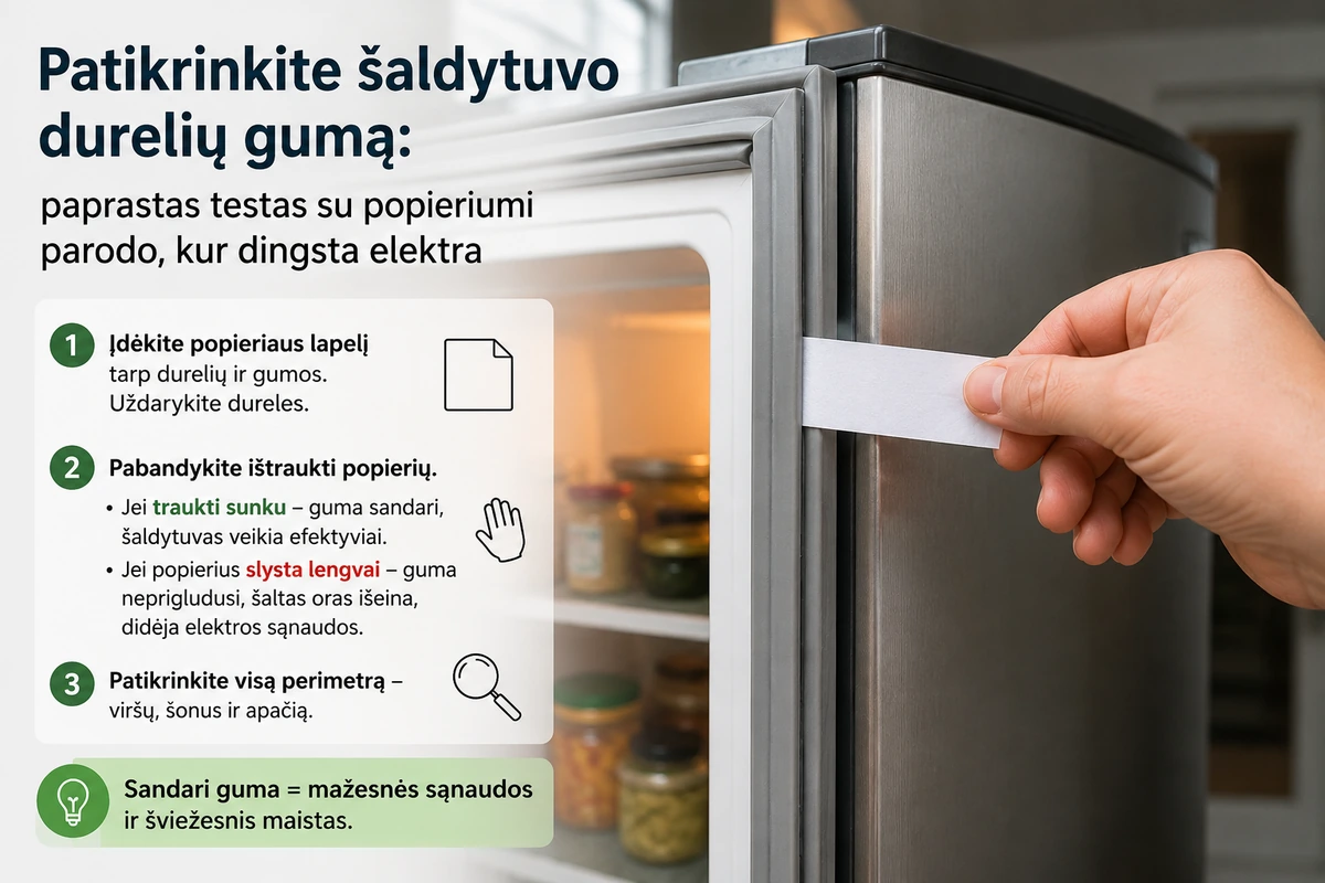 Šaldytuvo durelių tikrinimas