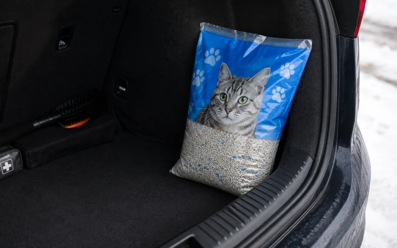 Kačių kraikas automobilyje