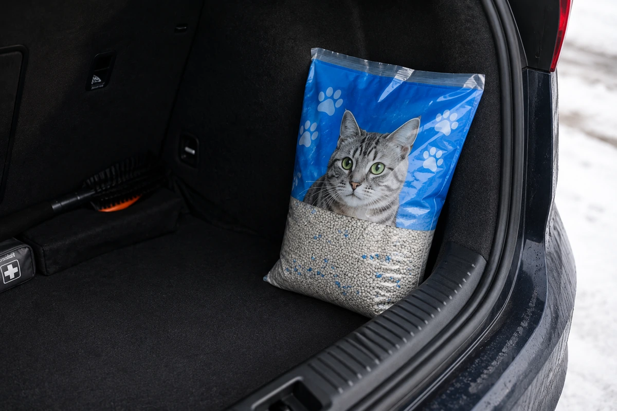 Kačių kraikas automobilyje
