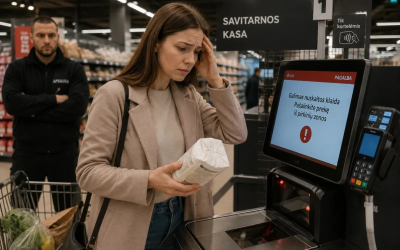 Savitarnos kasoje nuskenavau vieną prekę du kartus