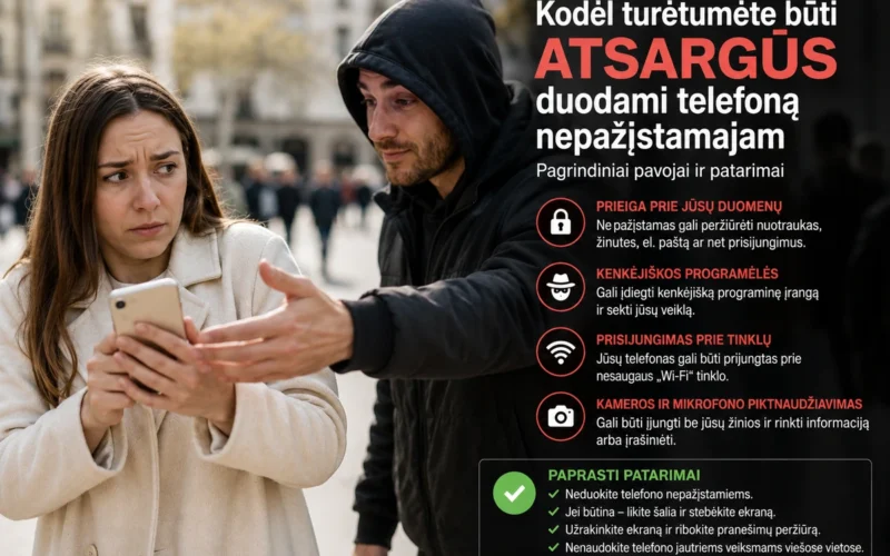 Kodėl turėtumėte būti atsargūs duodami telefoną nepažįstamajam