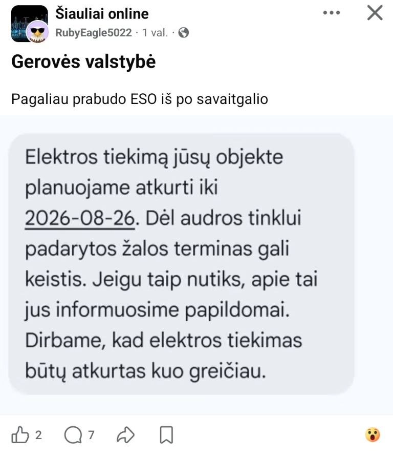 Žmonės neturi elektros
