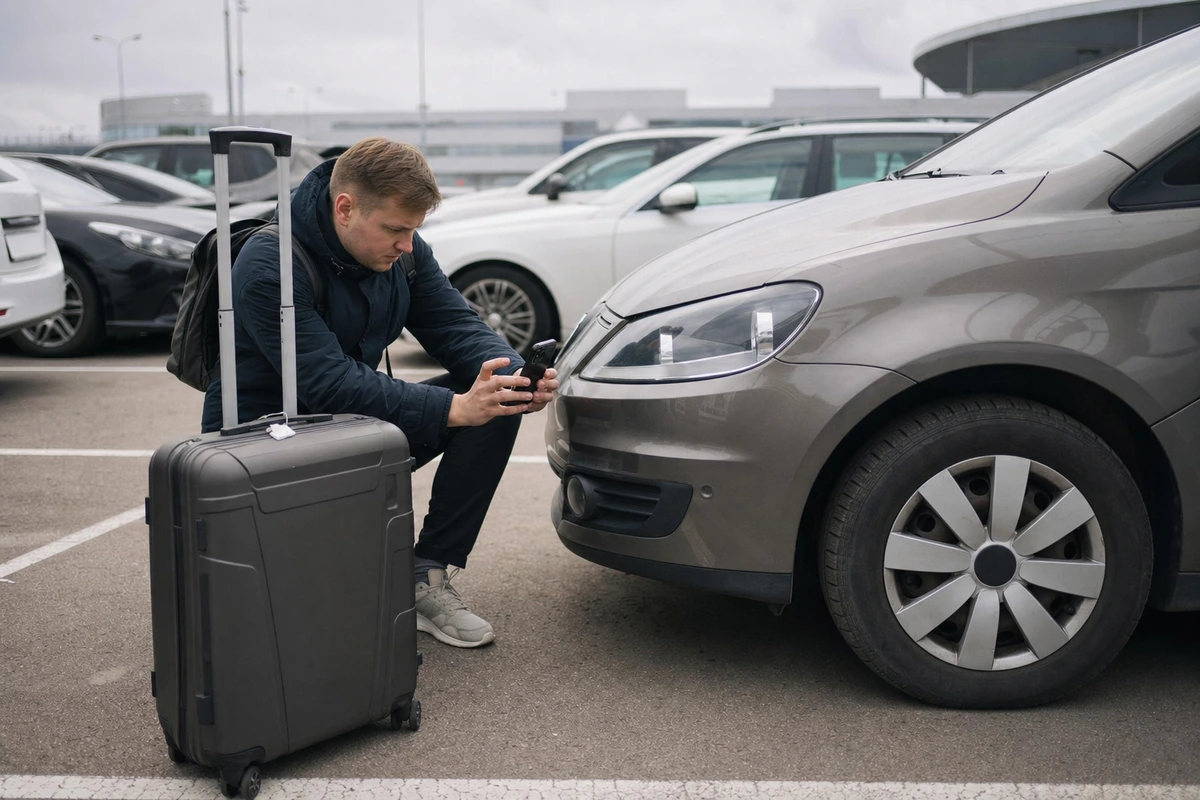 Pirmą kartą važiuojate nuomotu automobiliu užsienyje? Nufotografuokite jį dar aikštelėje