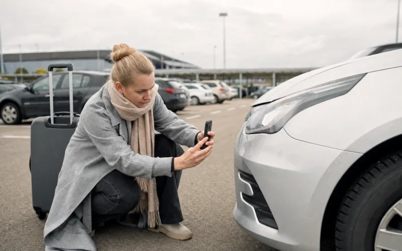 Pirmą kartą važiuojate nuomotu automobiliu užsienyje? Nufotografuokite jį dar aikštelėje