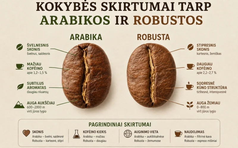 Kavos pupelių skirtumai