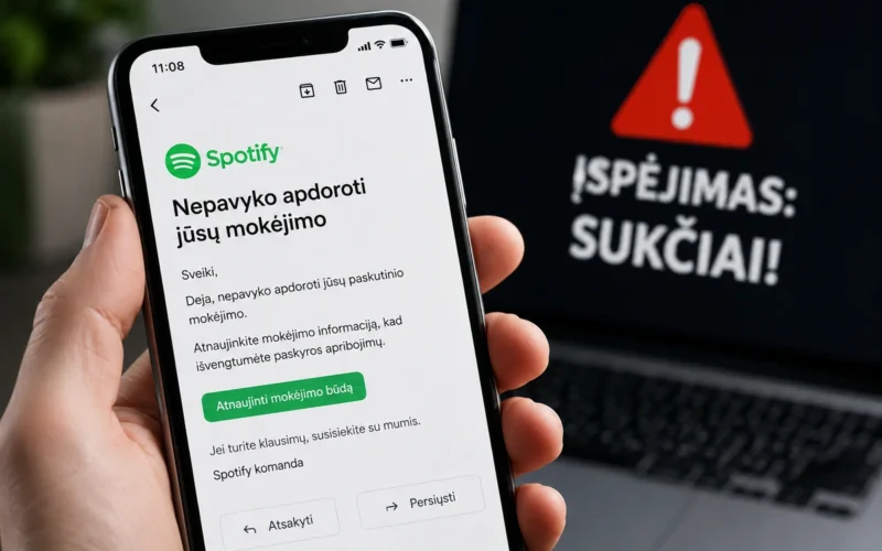 Gavote laišką iš „Spotify“ apie nepavykusį mokėjimą?