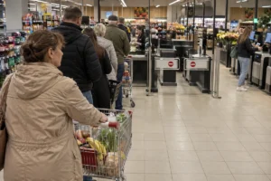 Ilgos eilės prie kasų piko valandomis