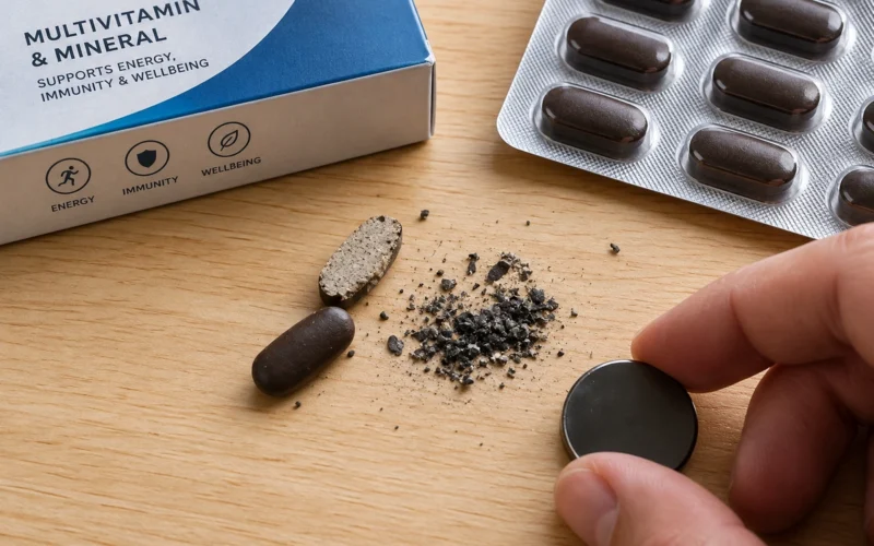 Vyras pridėjo magnetą prie vitaminų