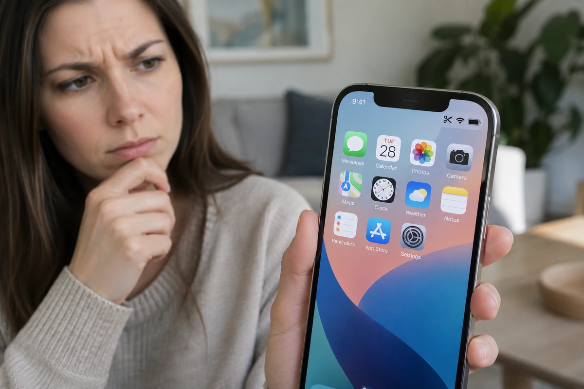 Žirklių simbolis iPhone telefone
