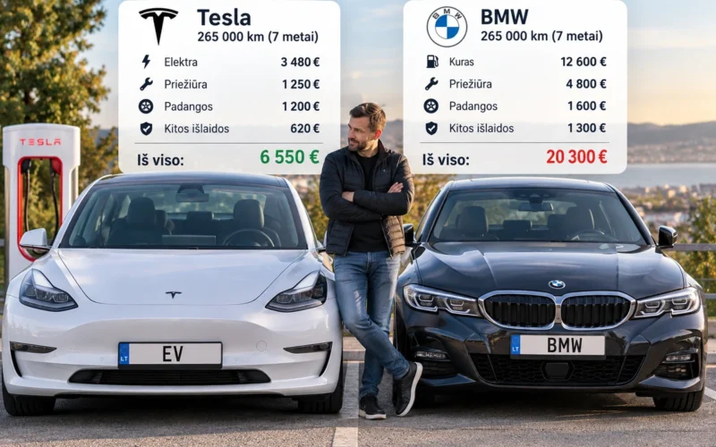 Suskaičiavo visas Tesla ir BMW išlaidas