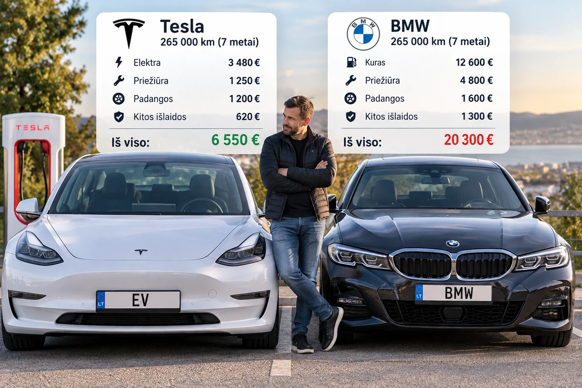 Suskaičiavo visas Tesla ir BMW išlaidas