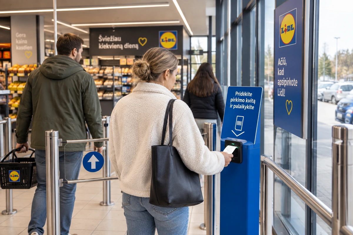 Čekio skenavimas Lidl parduotuvėje