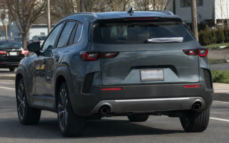 Automobilis ir maišelis ant galinio lango valytuvo