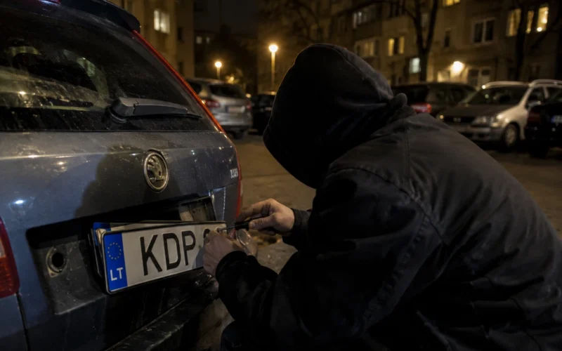 Vagys taikosi į automobilių numerius