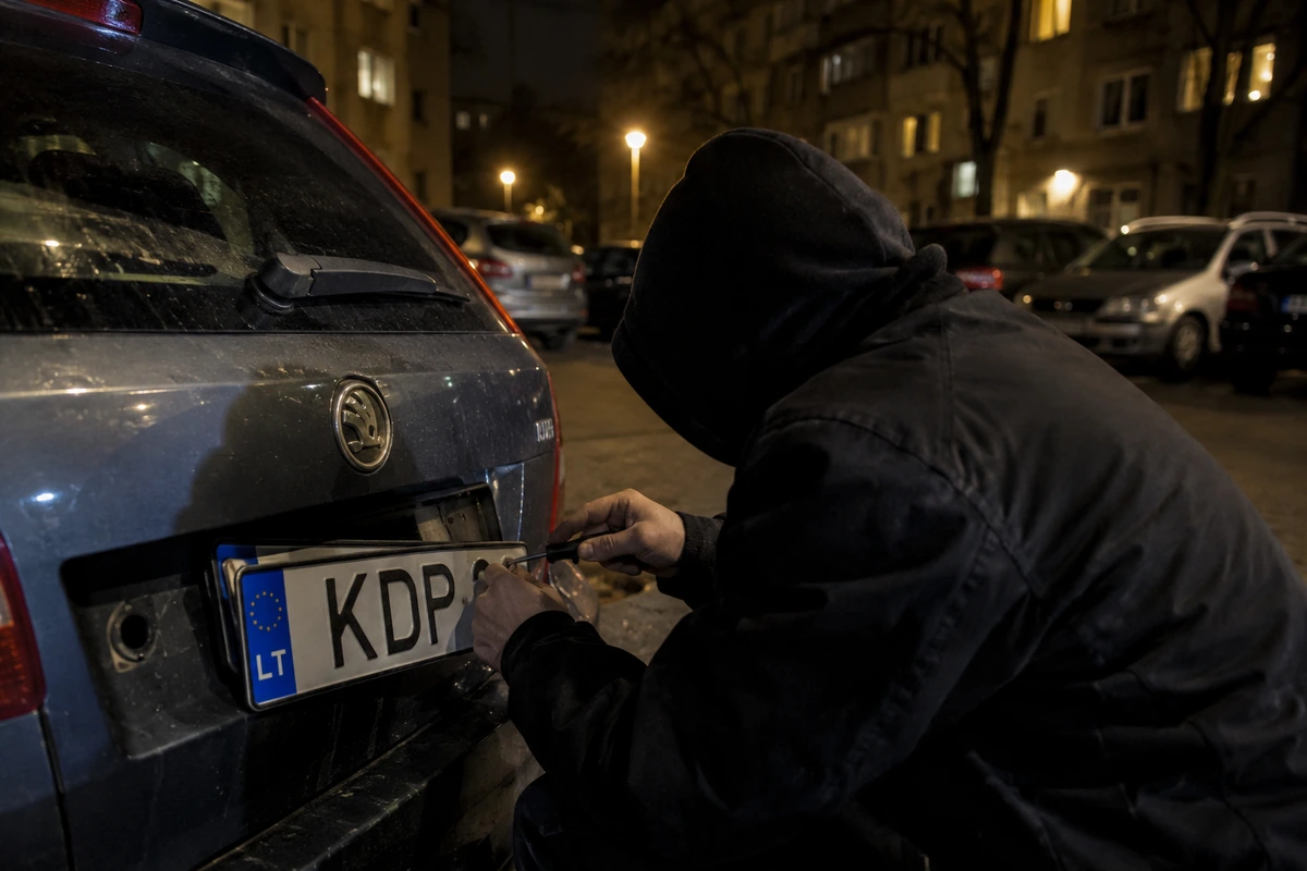 Vagys taikosi į automobilių numerius