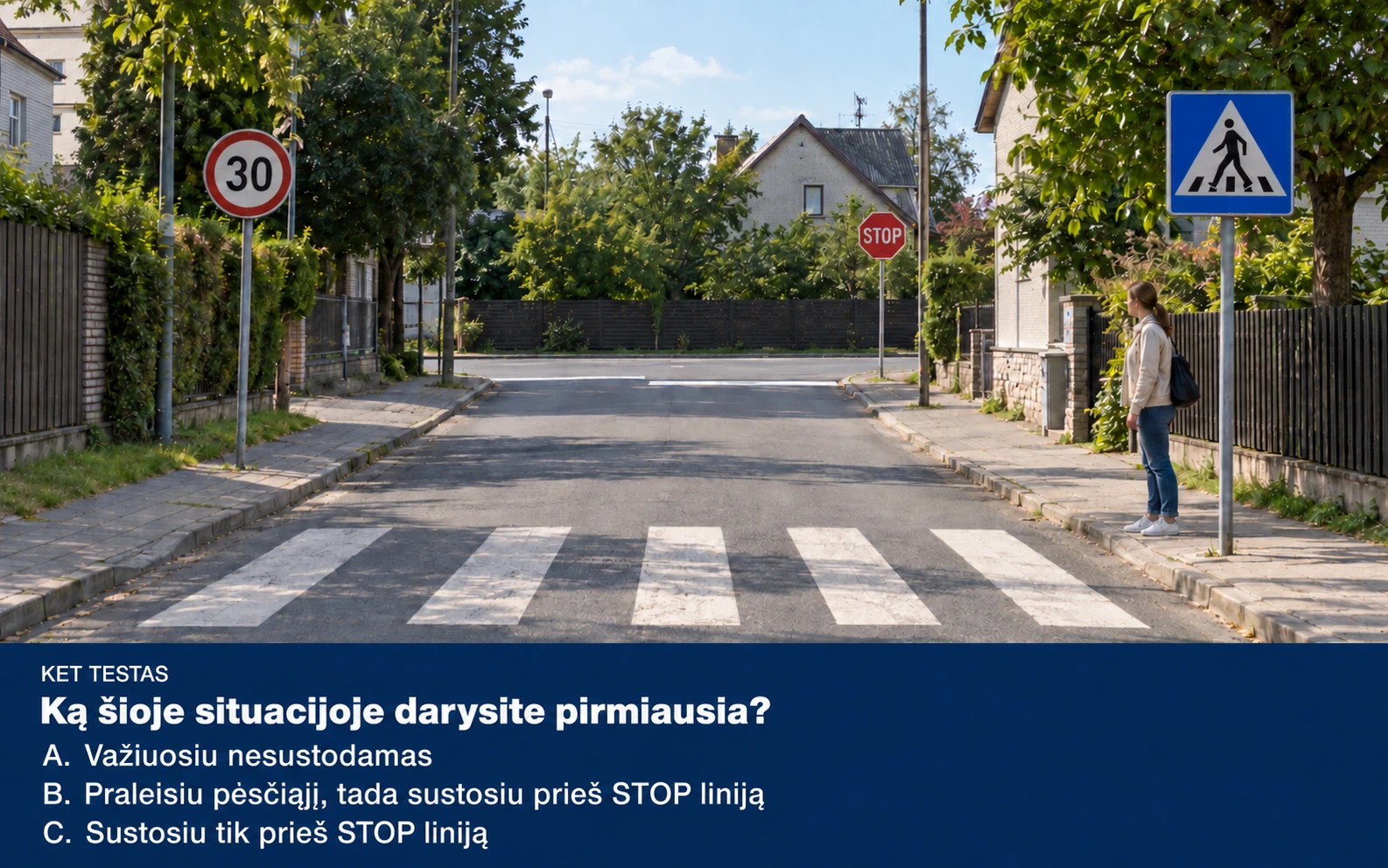 KET testas su STOP ženklu - variantai