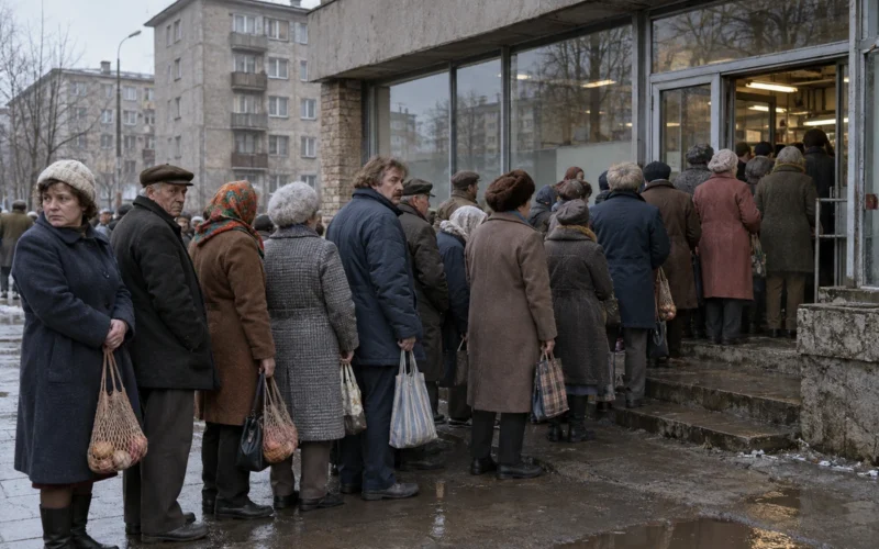 Eilės prie parduotuvių