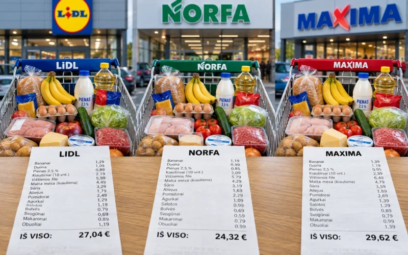 Tas pats pirkumu grozs „Lidl“, „Norfa“ un „Maxima“: salīdzinājām 15 ikdienas produktus