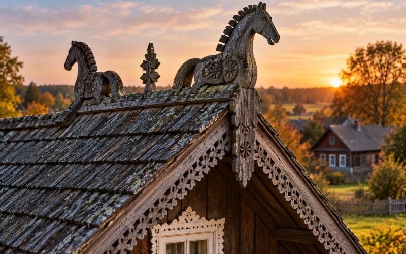 Ant senų lietuviškų sodybų stogų dažnai būdavo žirgeliai