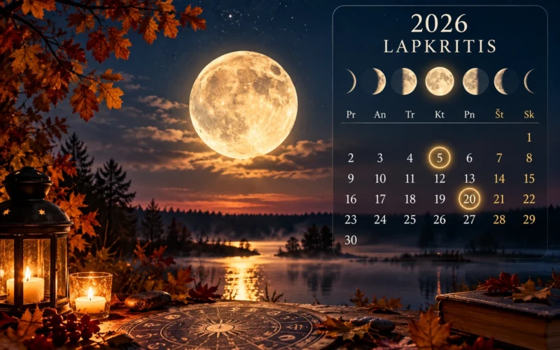 2026 metų lapkričio Mėnulio kalendorius