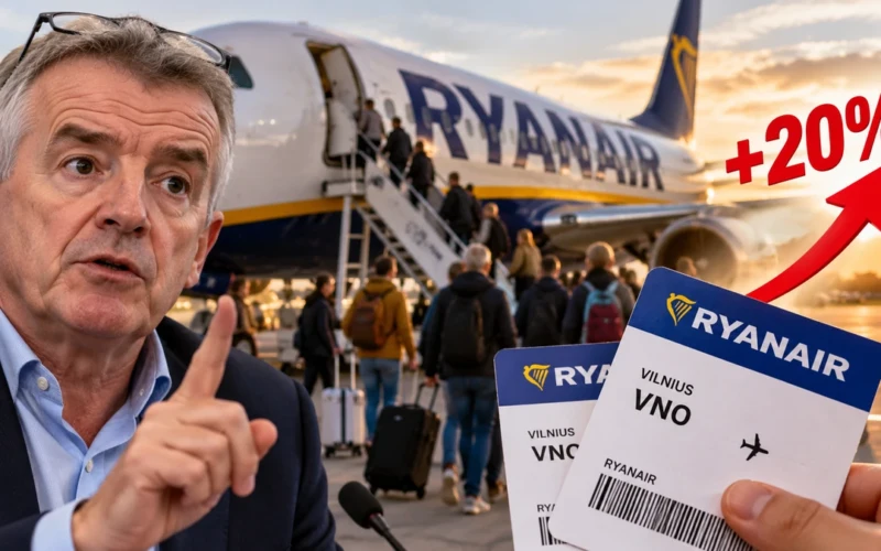 „Ryanair“ vadovas perspėja apie istorinį lėktuvų bilietų brangimą