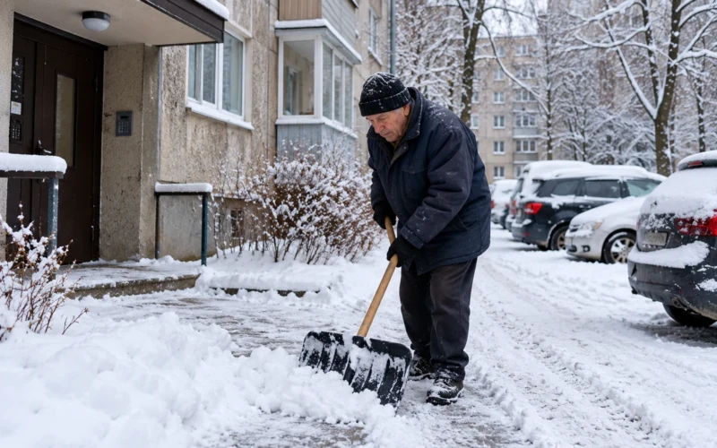 Sniegą valo pensininkas
