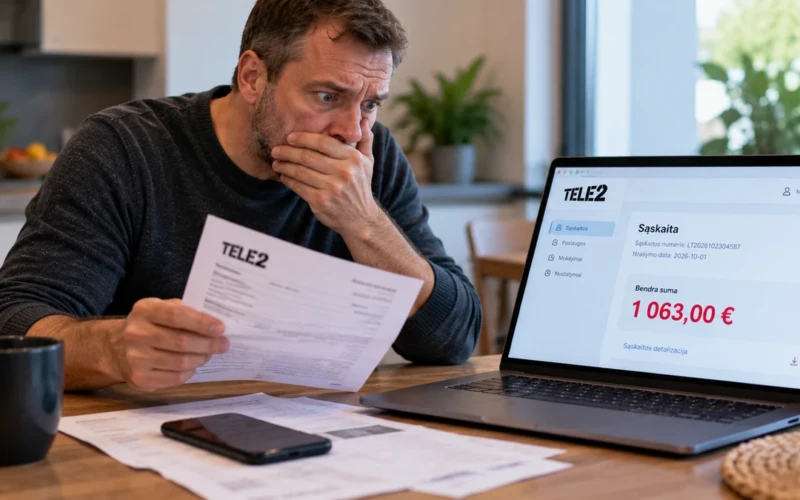 „Atidarau „Tele2“ sąskaitą – joje 1063 eurų bauda!“