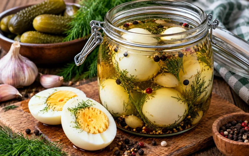 Kiaušiniai agurkų marinate