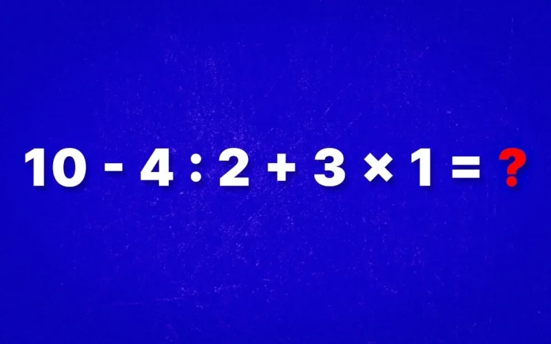 10 − 4 : 2 + 3 × 1