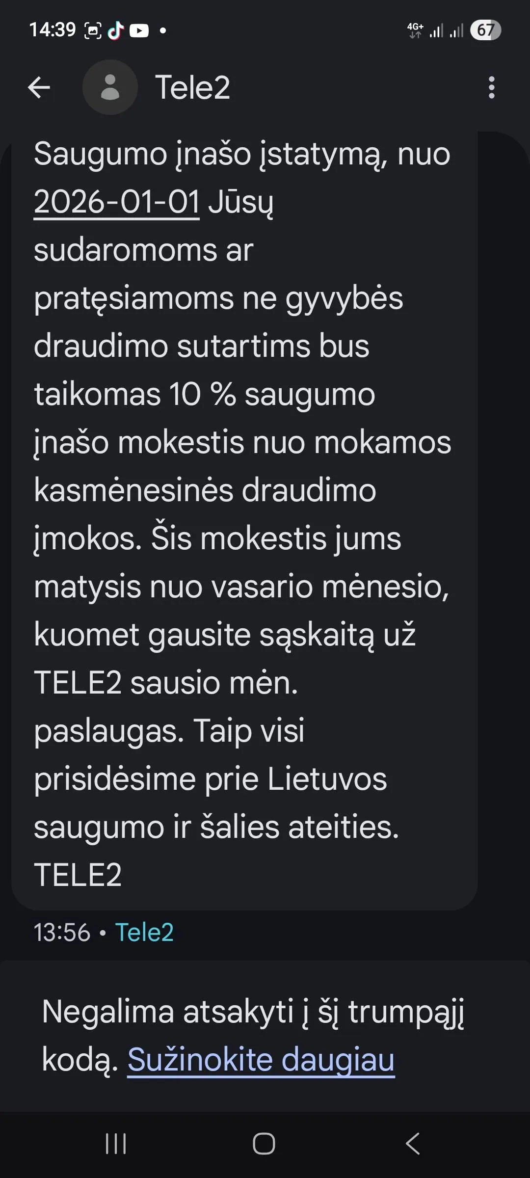 Tele2 pranešimas