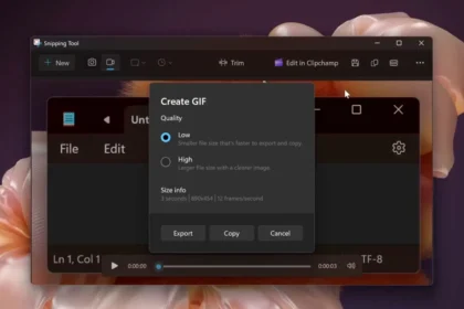 Animacija iš Snipping Tool Windows 11