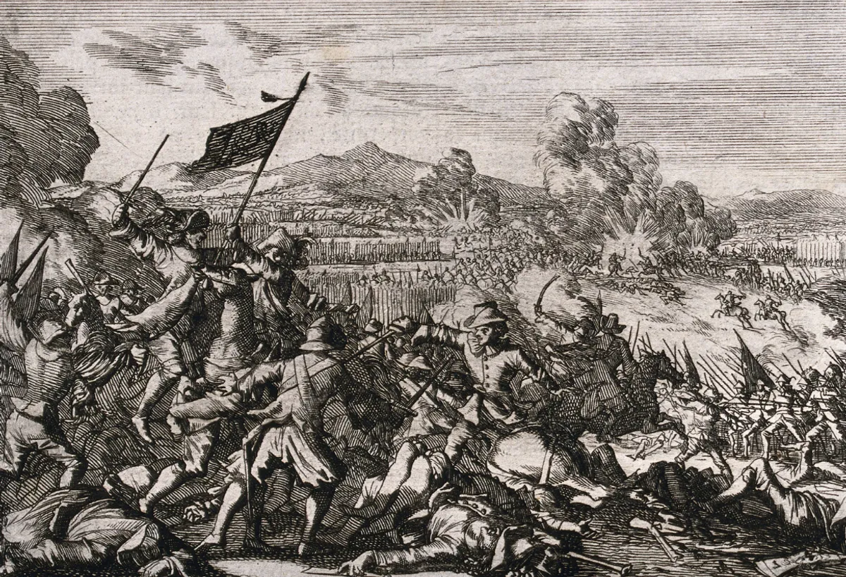 Casparo Luykeno graviūra, vaizduojanti Vitstoko mūšį, įvykusį 1636 m. spalio 4 d. netoli Vitstoko šiaurės Vokietijoje, Trisdešimties metų karo metu. Vaizdo šaltinis: „Wellcome Collection “ (viešasis domenas)