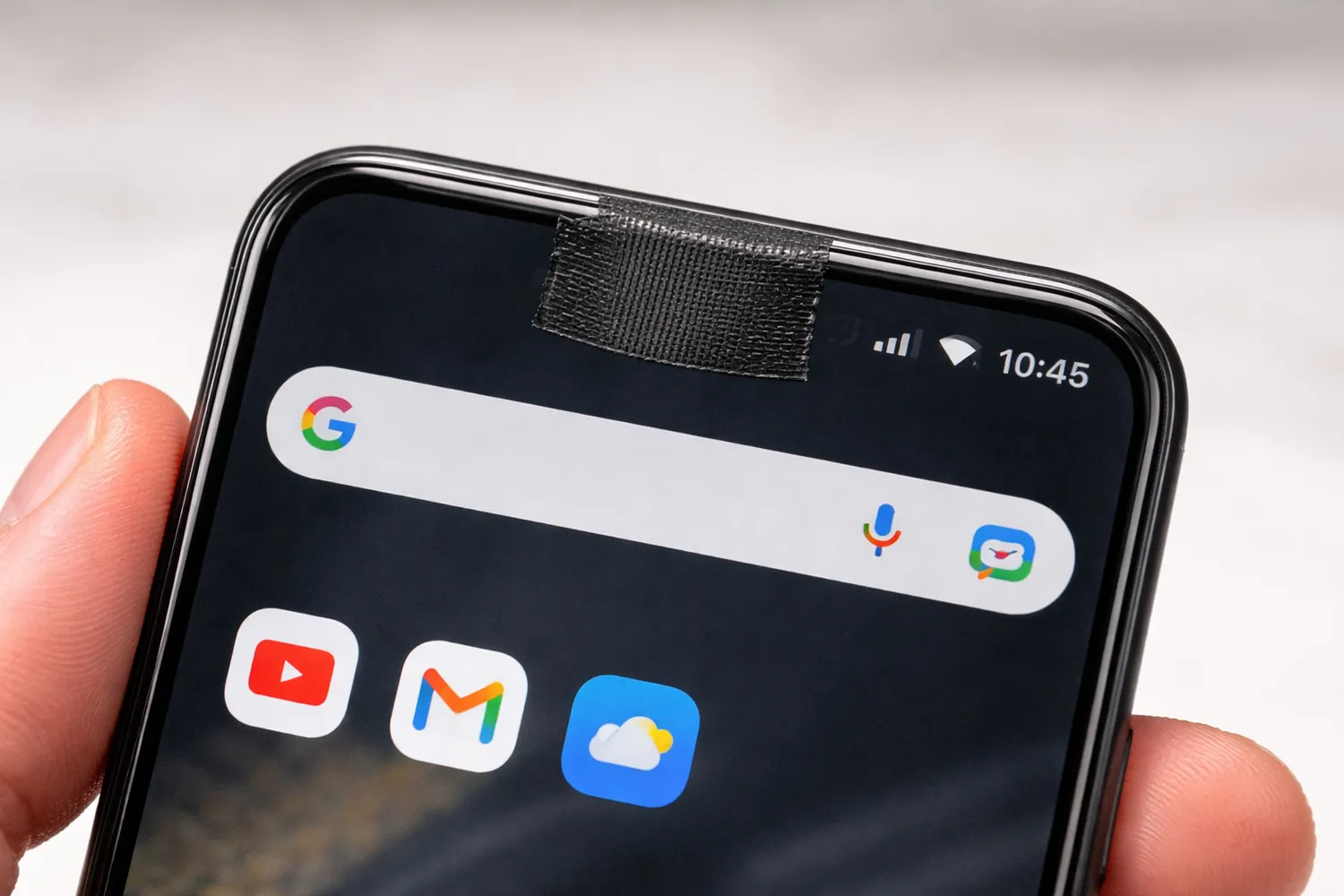 Telefono kameros užklijavimas lipnia juosta / DI nuotr.