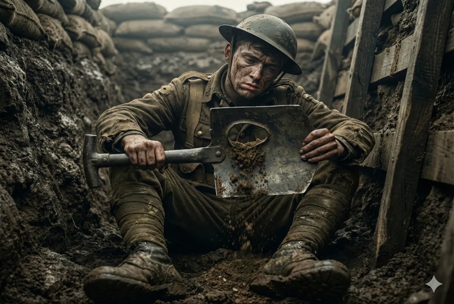 Kodėl senieji kariniai kastuvai turėjo skylę? / AI nuotr.