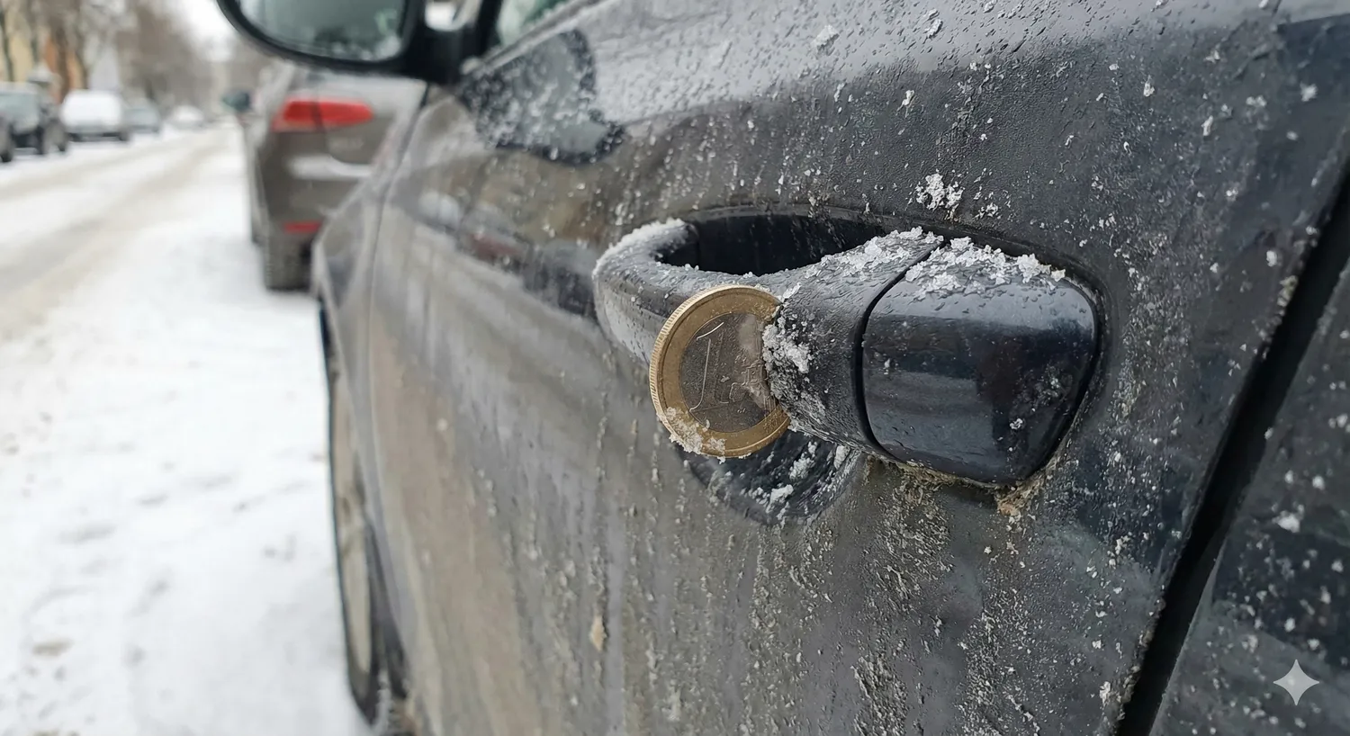 Euro moneta užkišta už rankenos / DI nuotr.