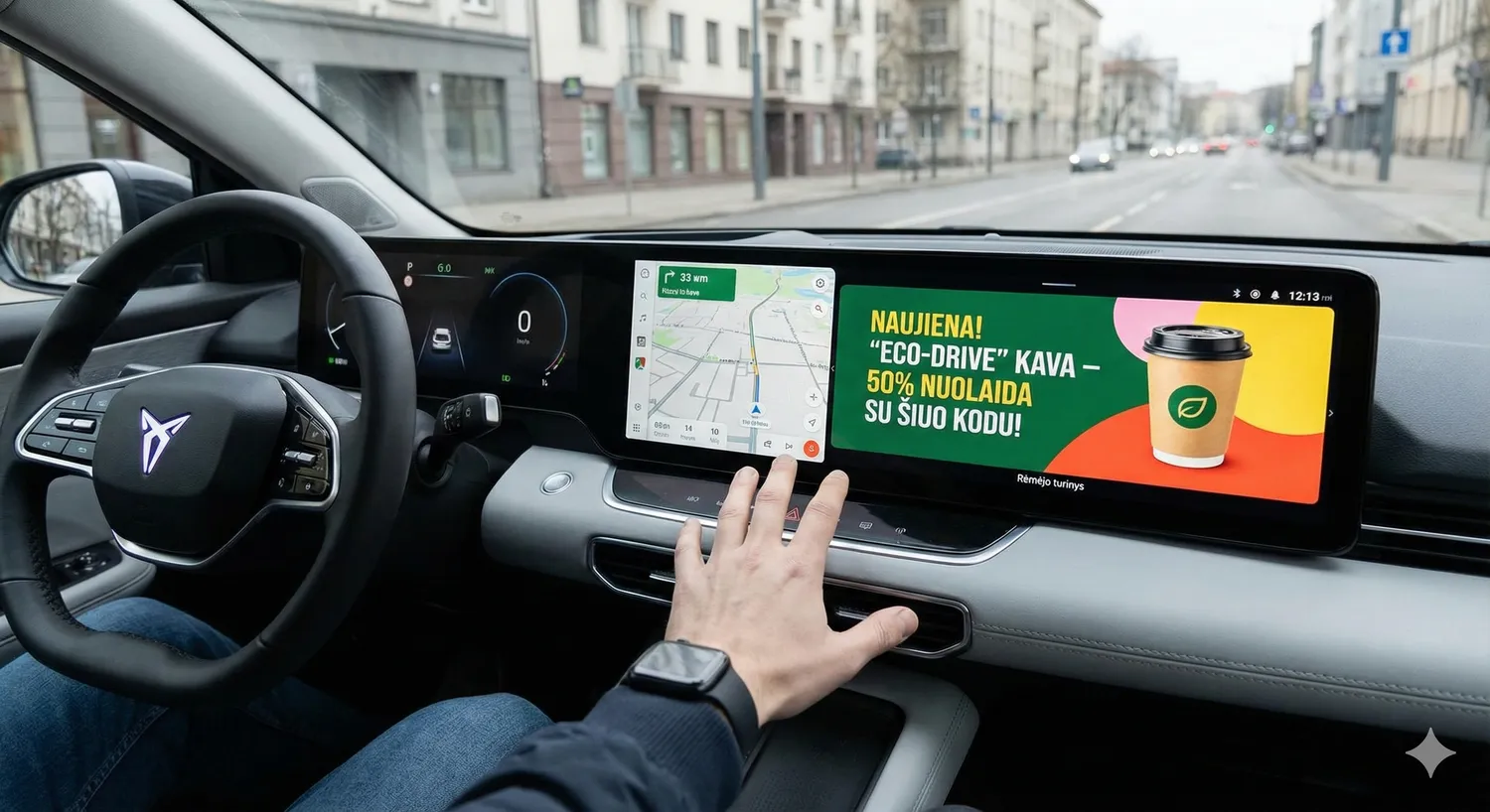 Reklama automobilių multimedijoje / AI nuotr.