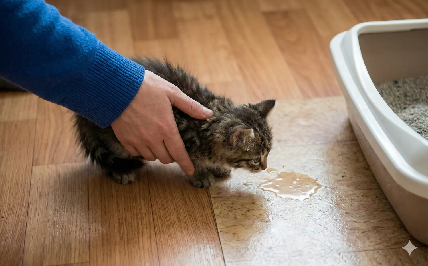 Katės lenkimas prie šlapimo / AI nuotr.