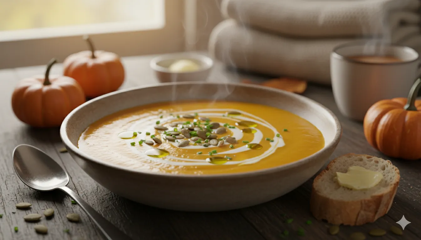 Šildanti moliūgų sriuba / AI nuotr.