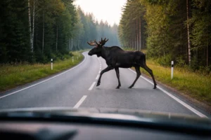 Gyvūnai bėgantys per kelią