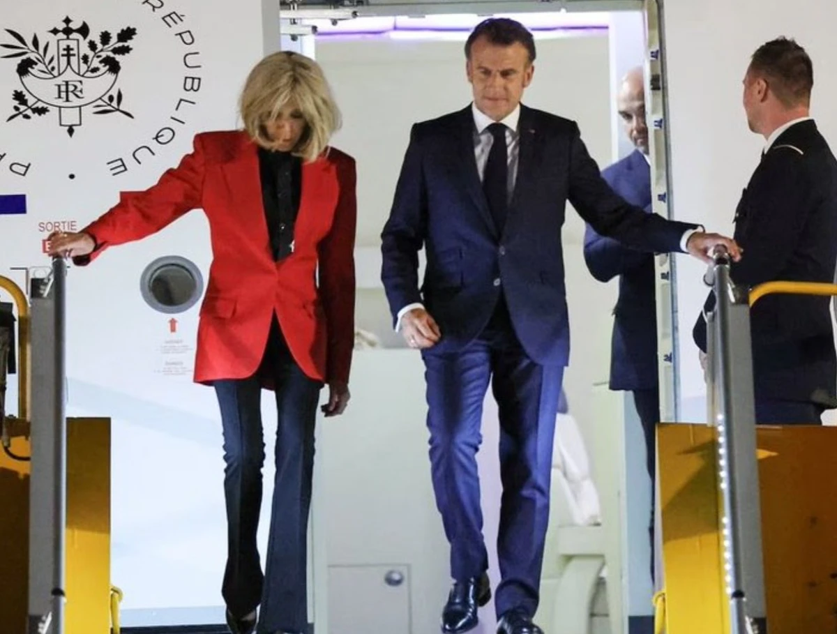 Macronas su žmona