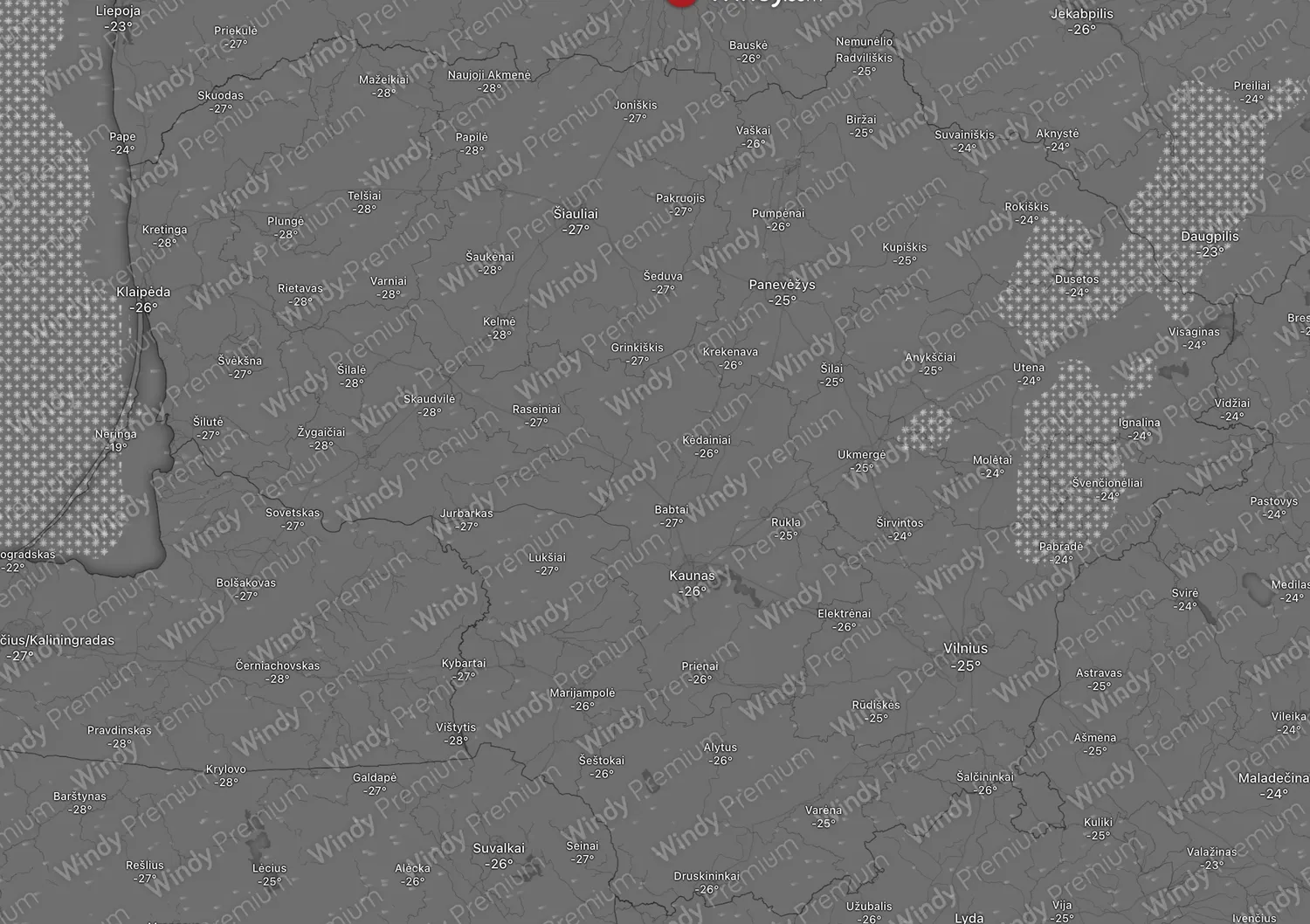 Arktinis šaltis / Windy.com ekrano kopija