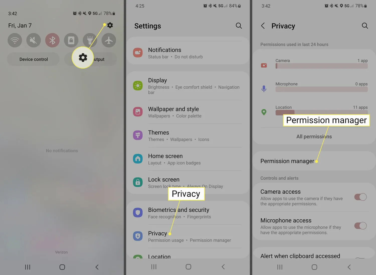 Samsung Galaxy privatumo nustatymai