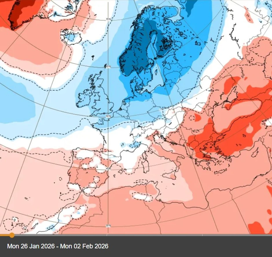 Sausio 26 d. orų žemėlapis