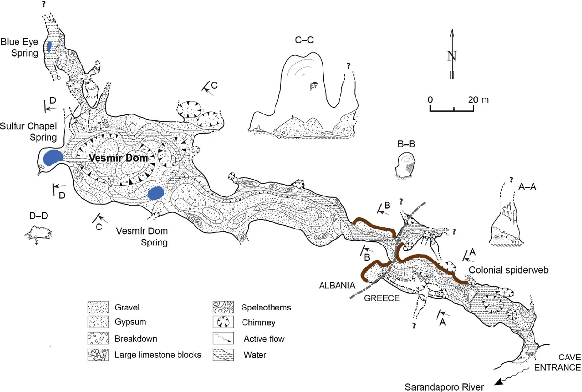 Sieros urvo, kuriame mokslininkai atrado didžiausią pasaulyje voratinklį, planavimas.Nuotraukos autorius: I. Urak ir kt. / Underground Biology / 2025 ( CC BY 4.0 )