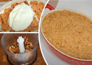 Skanus pyragas su riešutais ir sausainiais