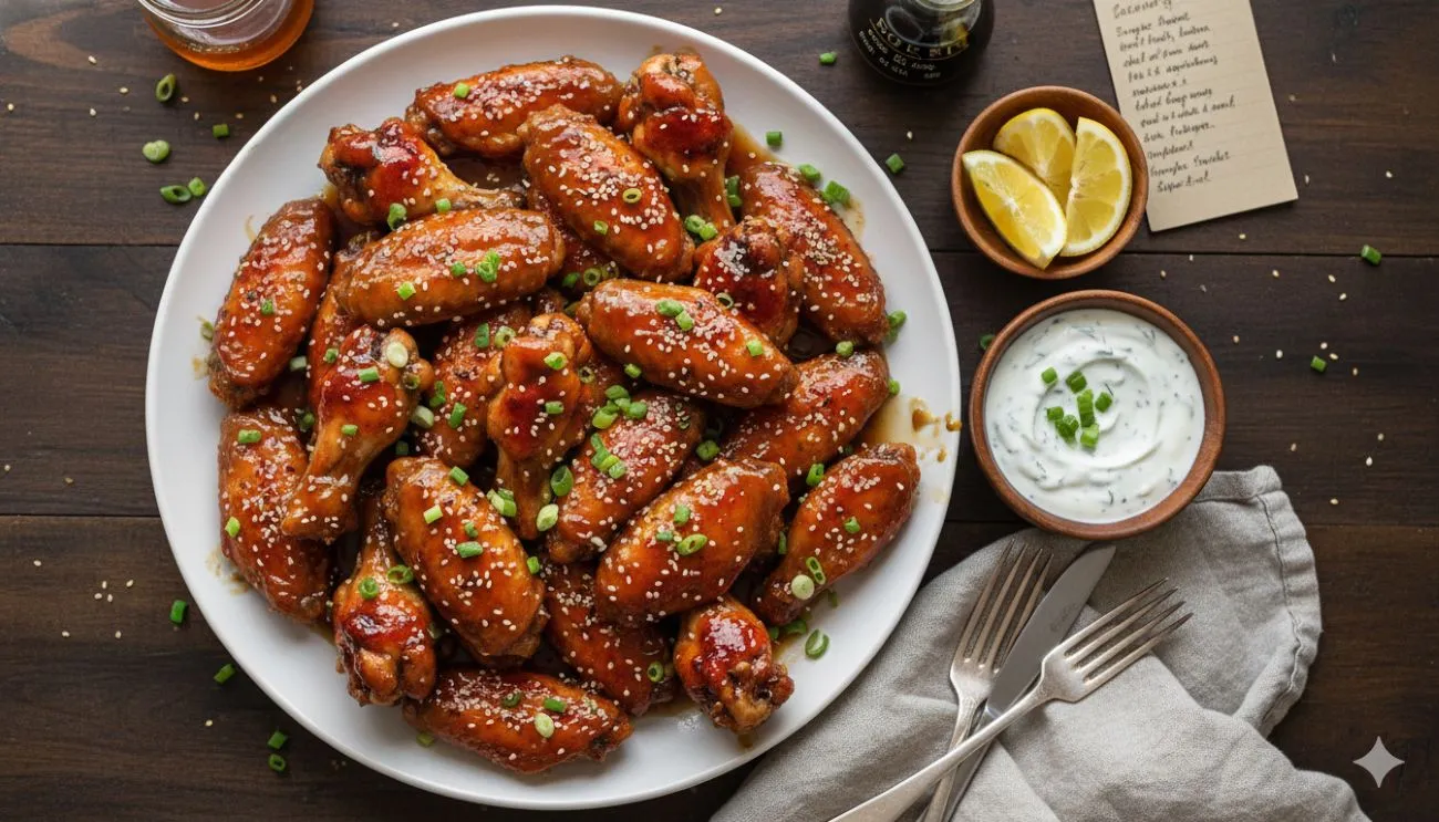 Vištų sparneliai su glazūra / AI nuotr.