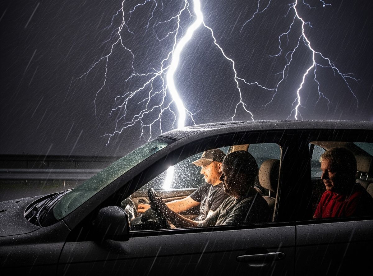 Žaibas trenkė į automobilį / Gemini